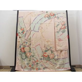 平和屋野田店■豪華振袖　駒刺繍　花車文　暈し染め　金彩　逸品　n-fw4095(振袖)