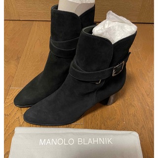 美品 マノロ・ブラニク Manolo Blahnik ブーツ サイドゴアブーツ スウェードレザー ヒール シューズ 靴 レディース 37(24cm相当) ブラウン