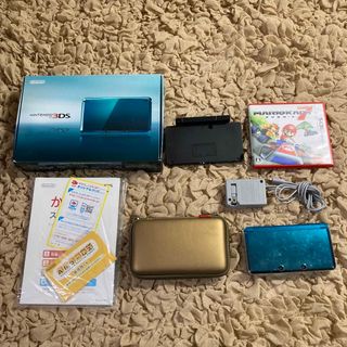 ニンテンドー3DS(ニンテンドー3DS)の【美品】ニンテンドー3DS  メタリックグリーン　マリオカート7ソフト付き(携帯用ゲーム機本体)