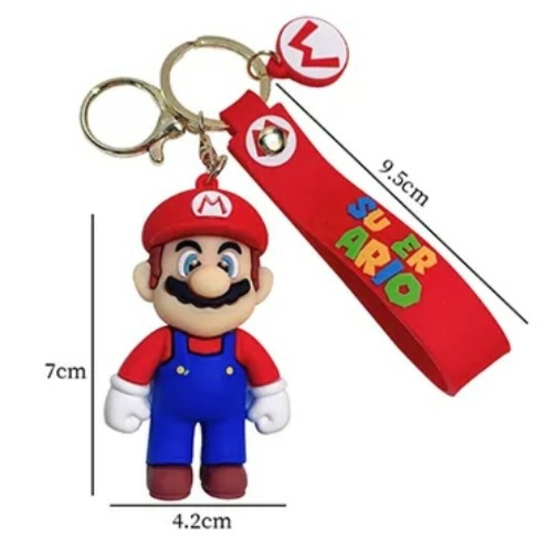 ［未開封品］ マリオ　ルイージ　2個セット　キーホルダー　ラバーストラップ付き エンタメ/ホビーの声優グッズ(キーホルダー)の商品写真