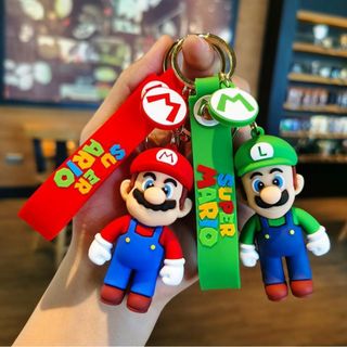 ［未開封品］ マリオ　ルイージ　2個セット　キーホルダー　ラバーストラップ付き(キーホルダー)