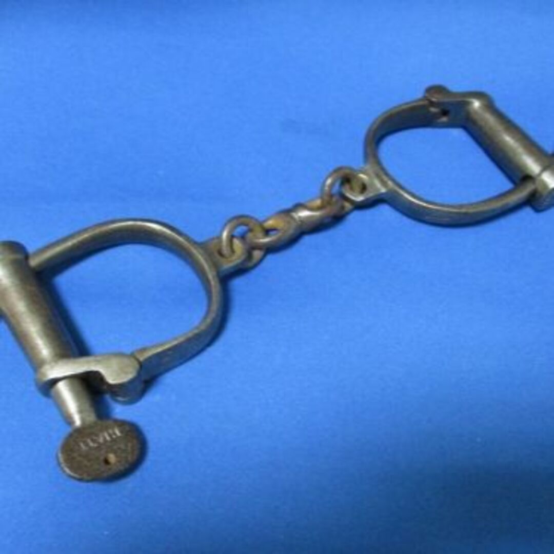 中世アンティーク調節式鉄手ハンドカフ（手錠）HIATT British Made鉄製◎状態