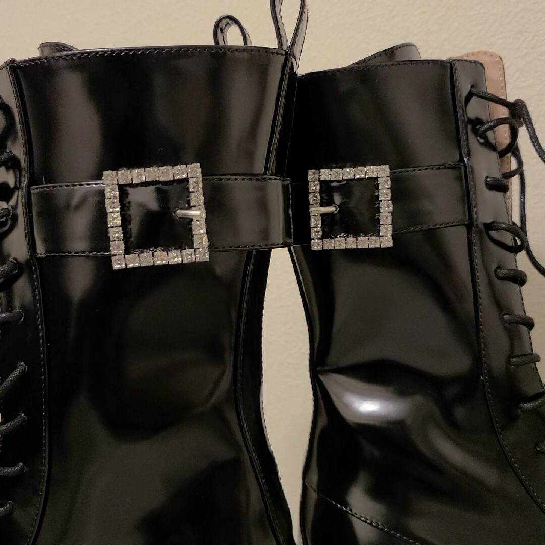 Crystal Buckle Lace-Up Boots