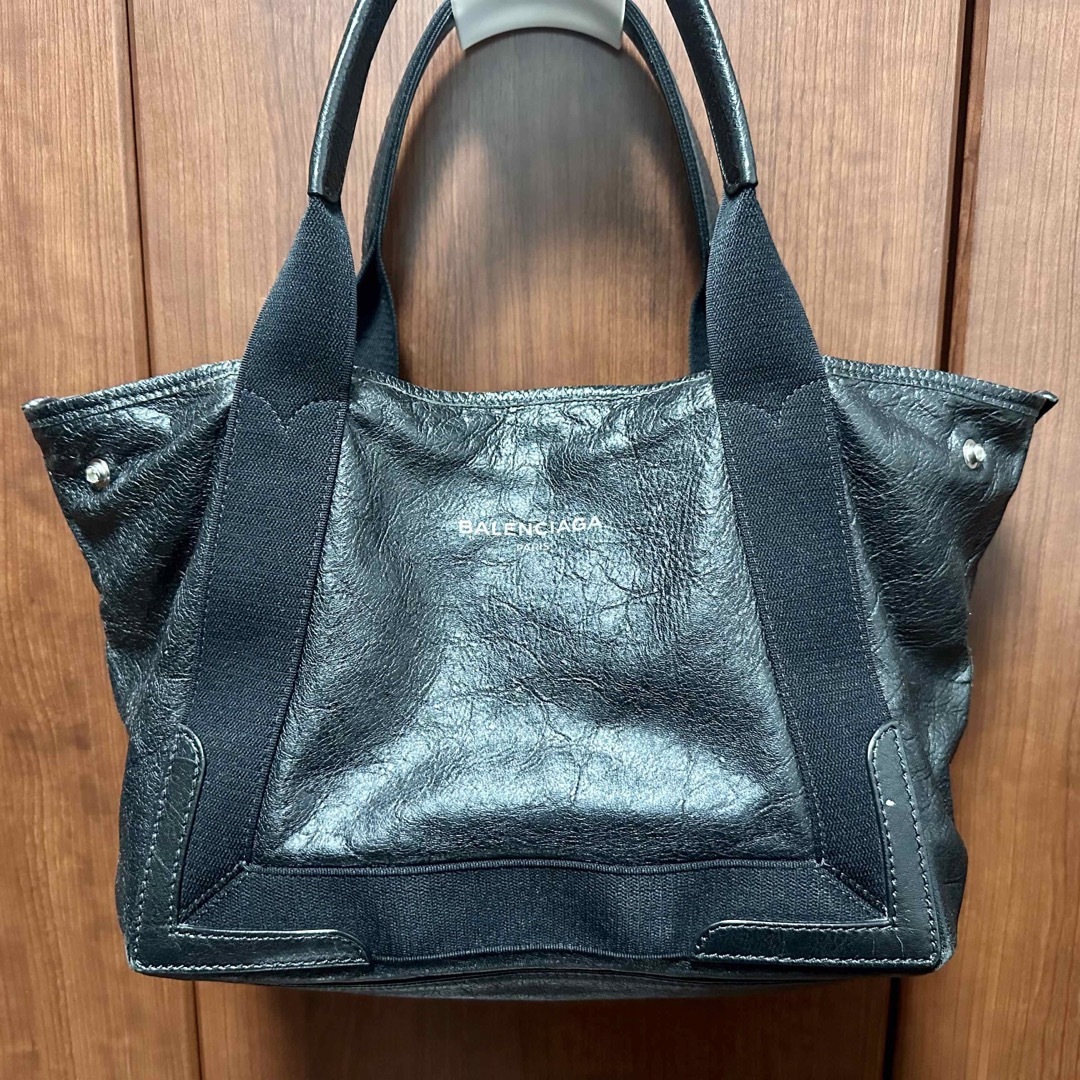 Balenciaga - BALENCIAGA バレンシアガ ネイビーカバス S レザートート