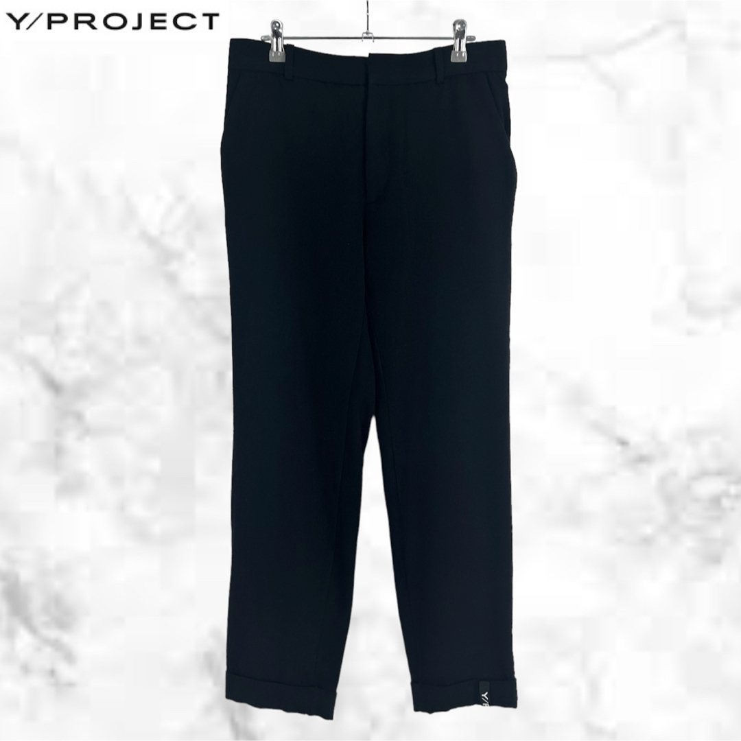 【レア】Y/Project 裾ロゴダブルスラックス ウール 黒メンズ