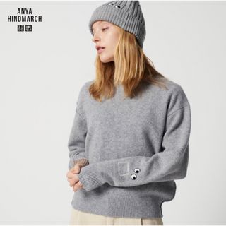 アニヤハインドマーチ(ANYA HINDMARCH)のプレミアムラムクルーネックセーター　LIGHT GRAY(ニット/セーター)