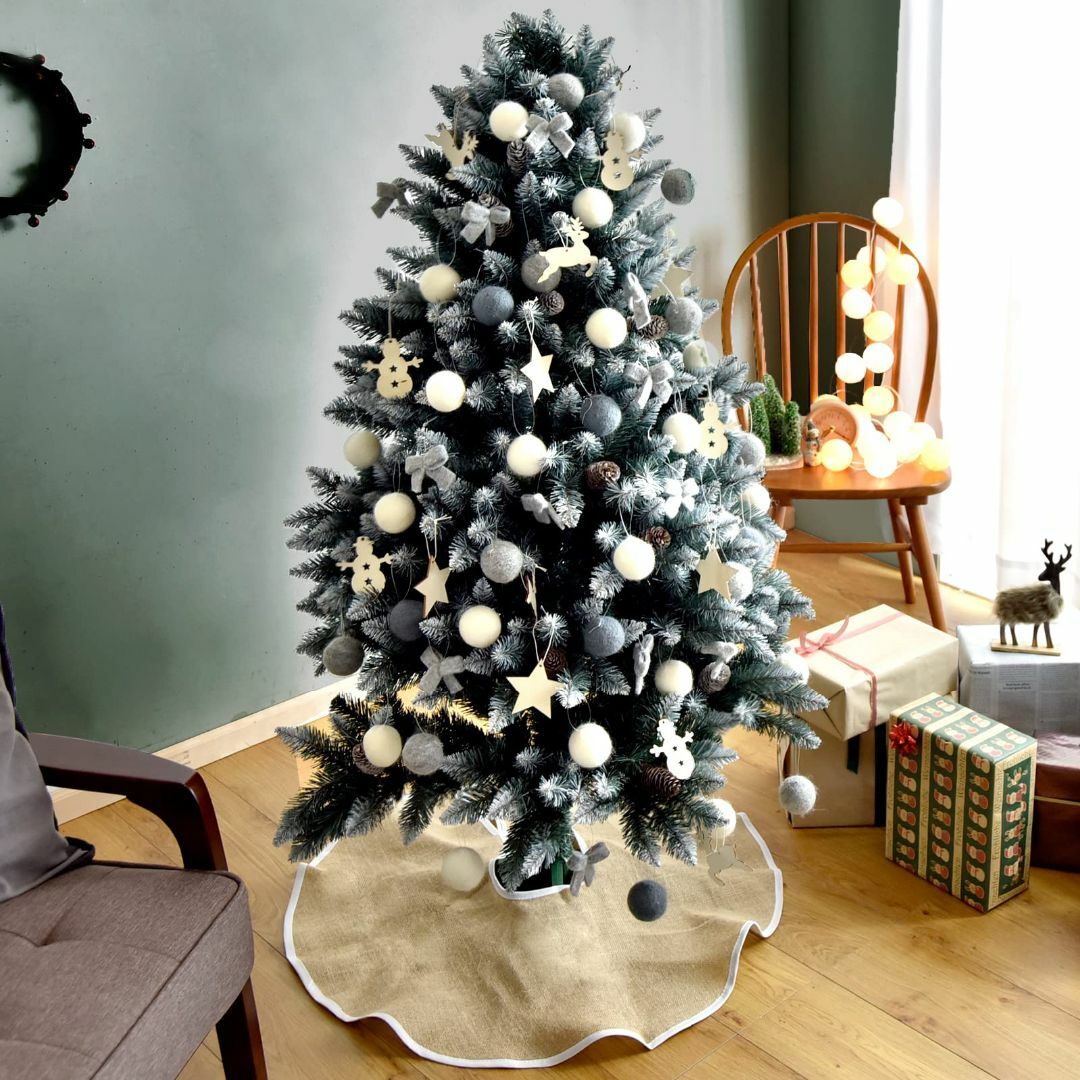 タンスのゲン クリスマスツリー 150cm 雪化粧 松ぼっくり付き LED オー