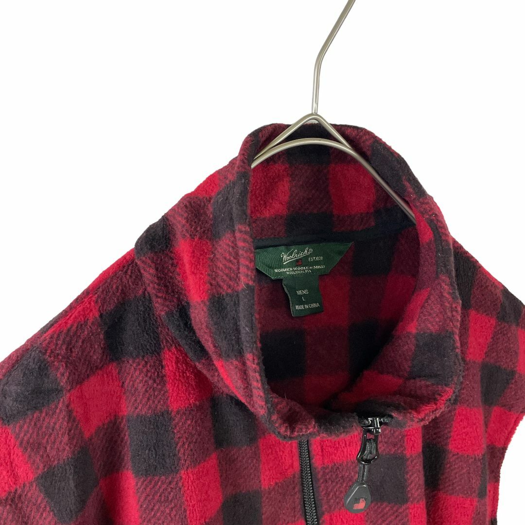 WOOLRICH(ウールリッチ)のUSA古着 ウールリッチ フリースベスト バッファローチェック 赤 黒 L メンズのトップス(ベスト)の商品写真