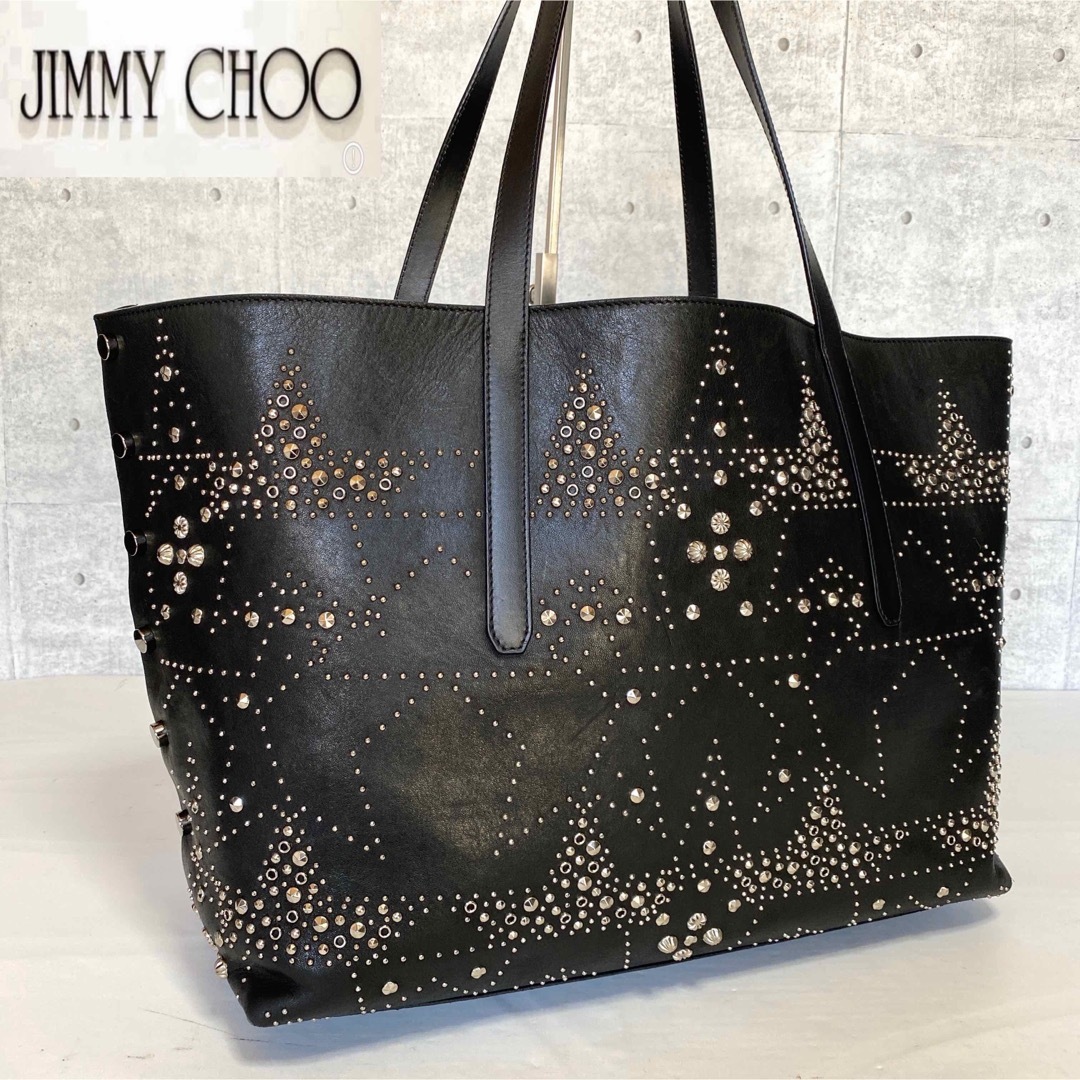 JIMMY CHOO(ジミーチュウ)の【良品】JIMMY CHOO TWIST BLACK A4 肩掛け トートバッグ レディースのバッグ(トートバッグ)の商品写真