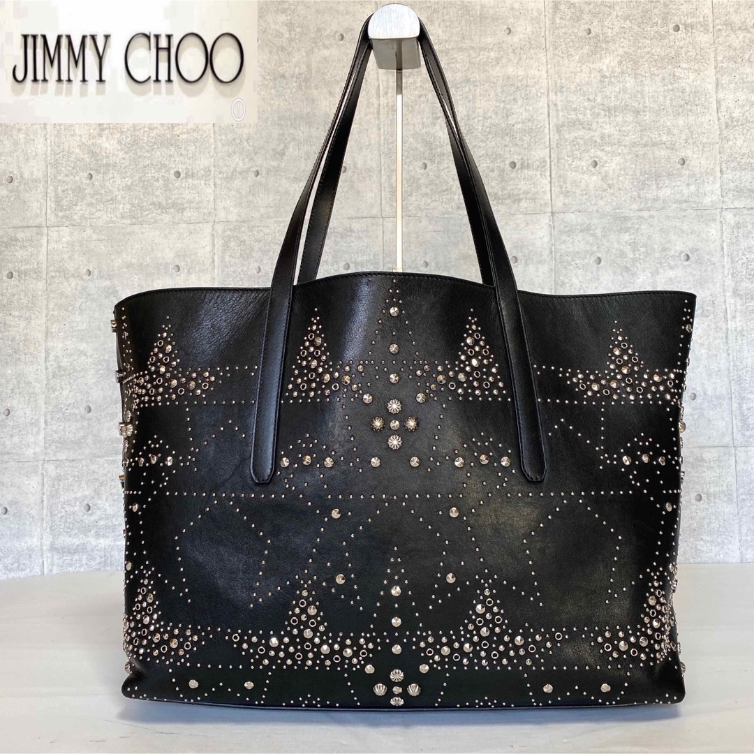 JIMMY CHOO - 【良品】JIMMY CHOO TWIST BLACK A4 肩掛け トートバッグ