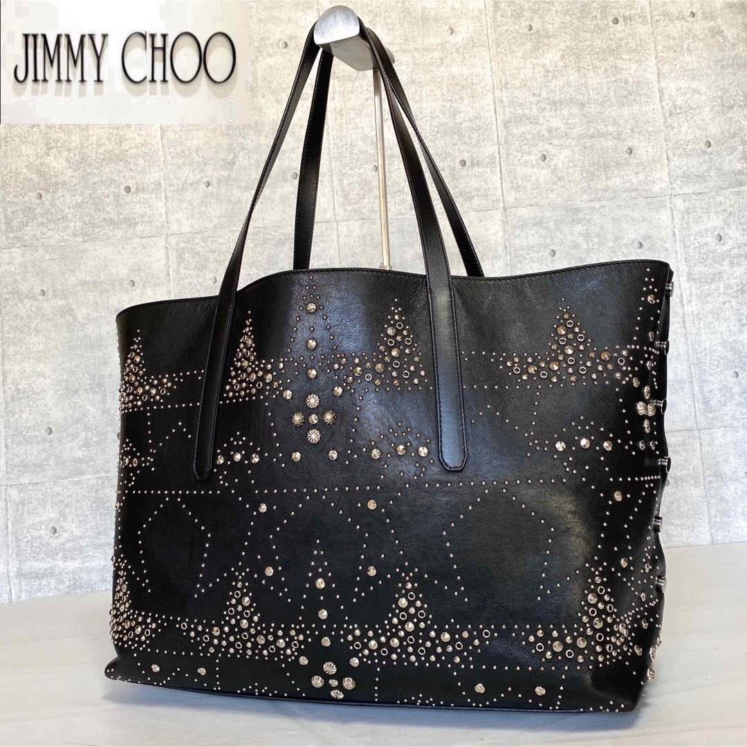 JIMMY CHOO(ジミーチュウ)の【良品】JIMMY CHOO TWIST BLACK A4 肩掛け トートバッグ レディースのバッグ(トートバッグ)の商品写真