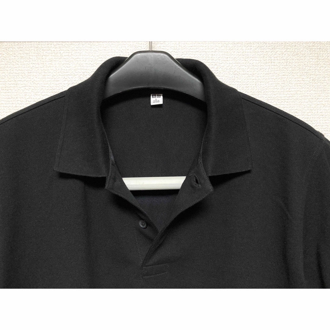 UNIQLO(ユニクロ)のUNIQLO ポロシャツ 鹿の子 L ブラック BLACK 黒 ユニクロドライ メンズのトップス(ポロシャツ)の商品写真