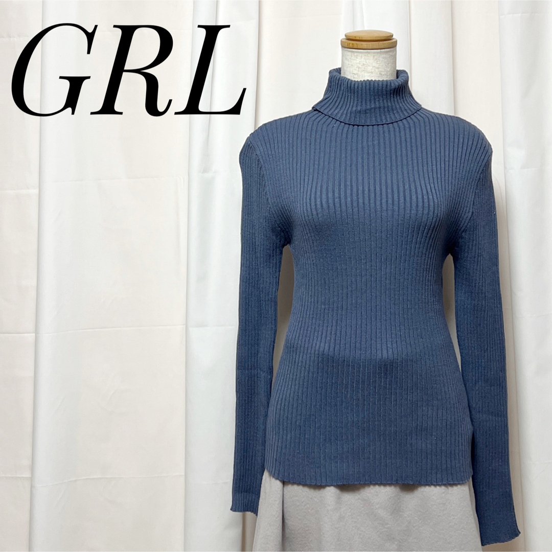 GRL(グレイル)の新品未使用品✨GRL グレイル セーター ニット L くすみブルー 袖長め レディースのトップス(ニット/セーター)の商品写真