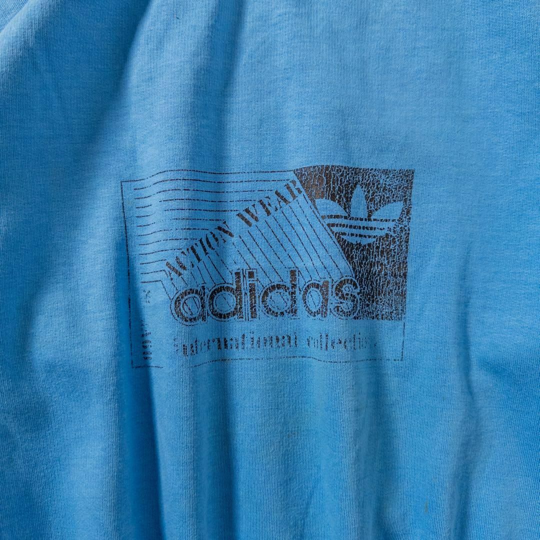 adidas アディダス スウェット 80s ストライプ ヴィンテージ 古着 青 メンズのトップス(スウェット)の商品写真