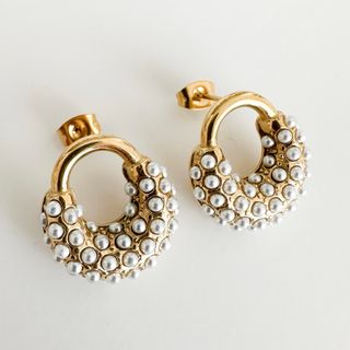 mini Pearl pierce ステンレス ゴールド 韓国 おしゃれ(ピアス)