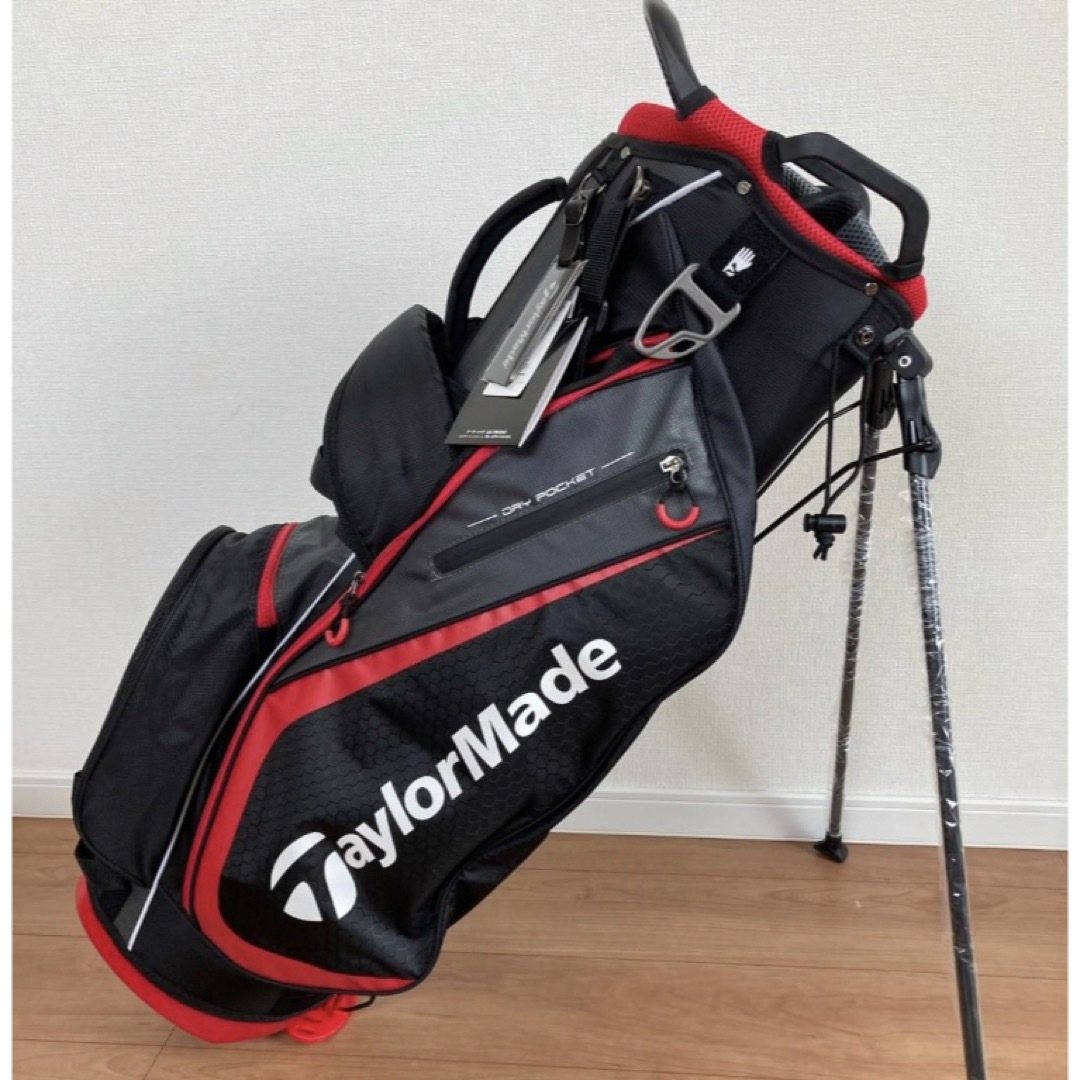 TaylorMade(テーラーメイド)の新品 テーラーメイド スタンドキャディバッグ 9型 47インチ対応 黒赤 スポーツ/アウトドアのゴルフ(バッグ)の商品写真