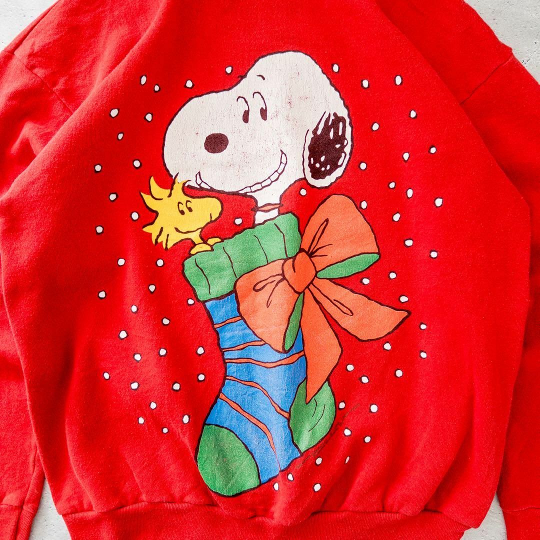 PEANUTS(ピーナッツ)のPEANUTS スウェット スヌーピー 80s クリスマス ヴィンテージ 古着 レディースのトップス(トレーナー/スウェット)の商品写真