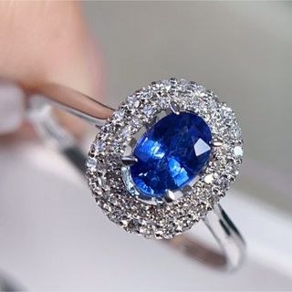 天然 ブルーサファイア ダイヤ リング0.76ct k18 ¥(リング(指輪))