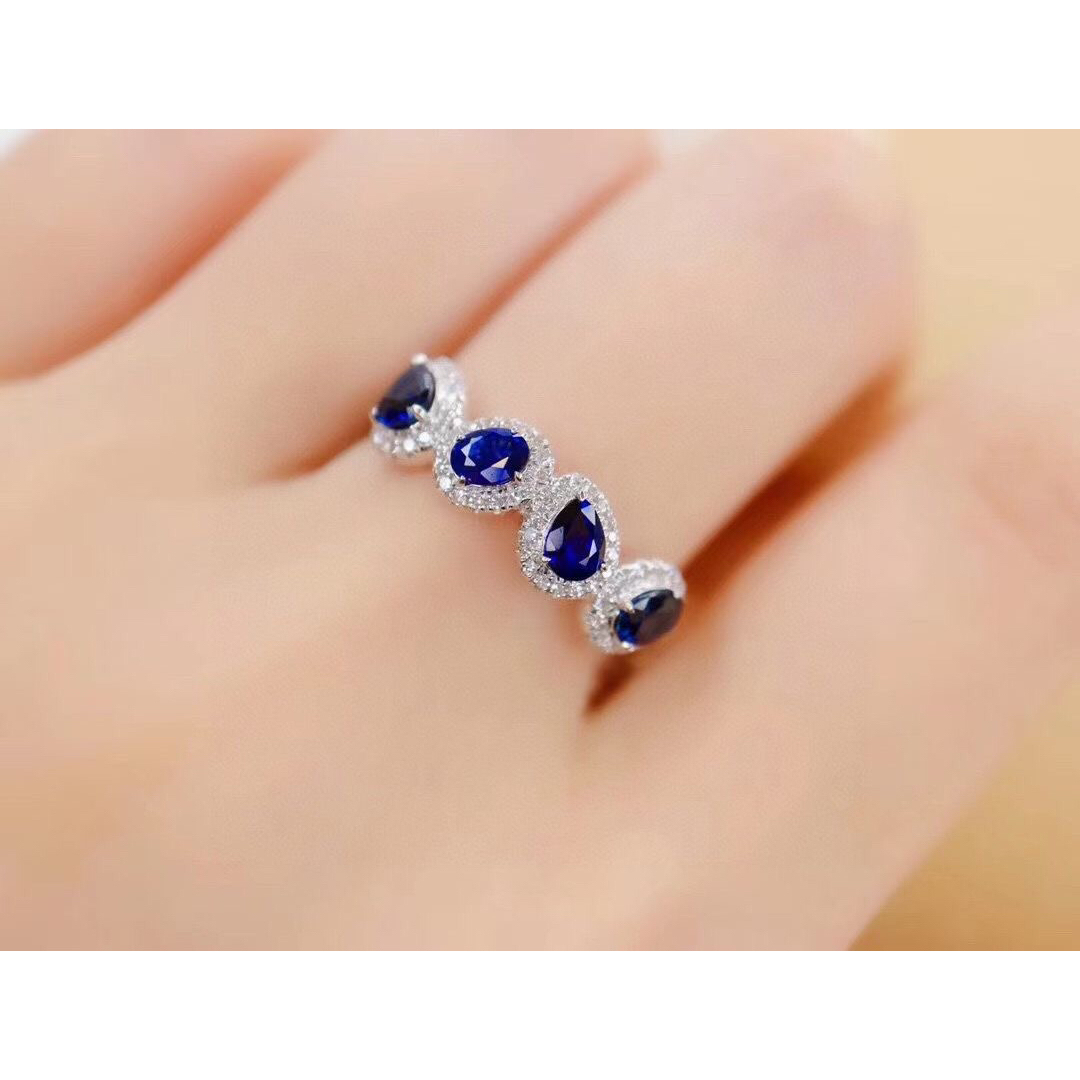 天然 ロイヤルブルーサファイア ダイヤ リング0.85ct k18 ¥