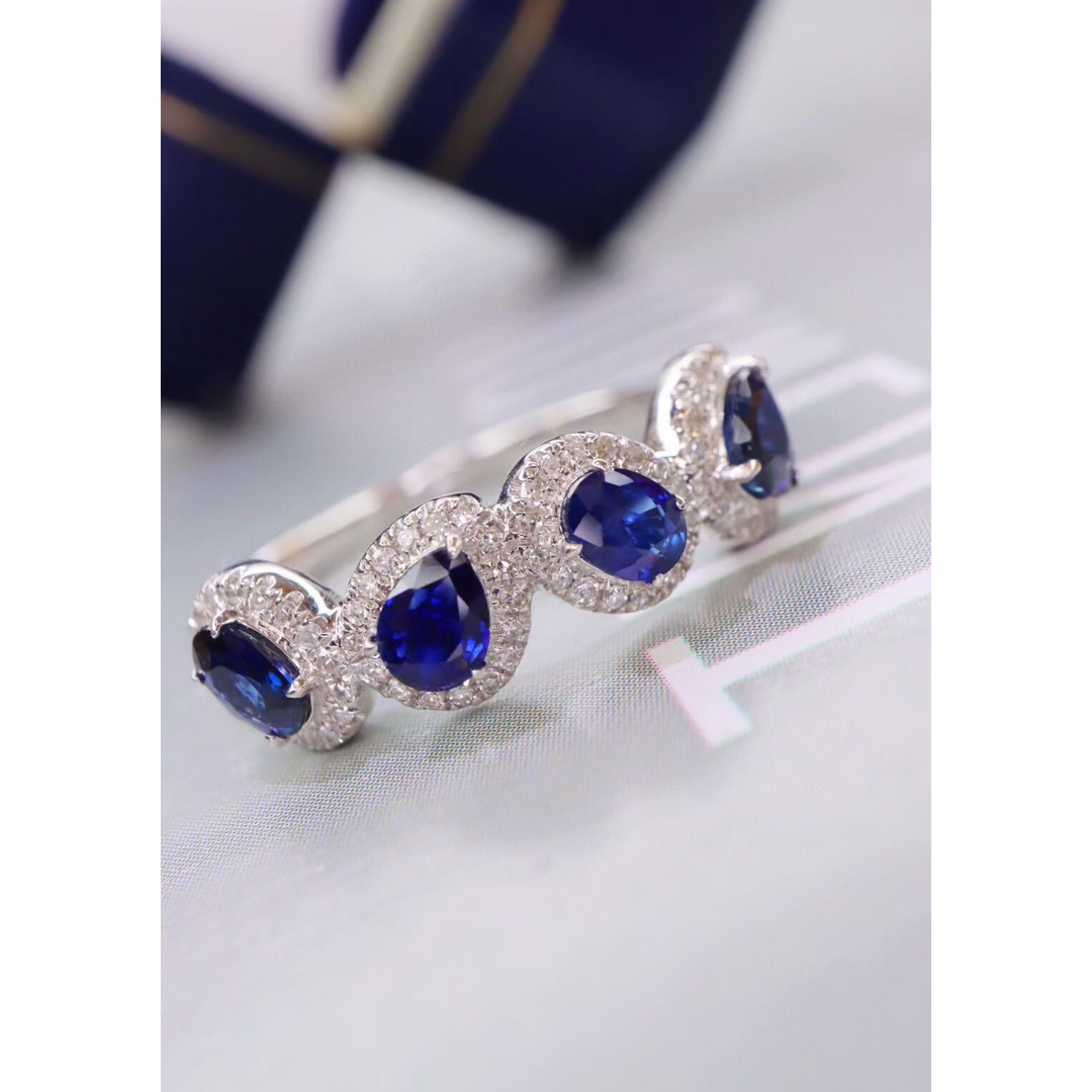 天然 ロイヤルブルーサファイア ダイヤ リング0.85ct k18 ¥ レディースのアクセサリー(リング(指輪))の商品写真