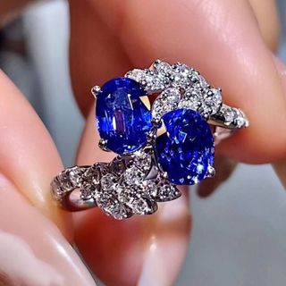 天然 ブルーサファイア ダイヤ リング2.52ct k18 ¥(リング(指輪))