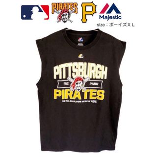 マジェスティック(Majestic)のMLB　パイレーツ　タンクトップ　ボーイズXL　黒　USA古着　リメイク(Tシャツ/カットソー)