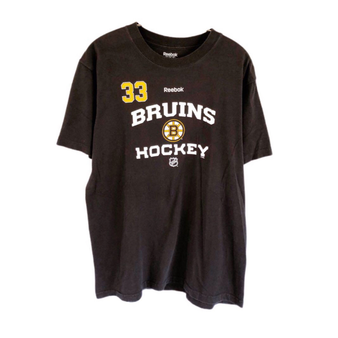 Reebok(リーボック)のNHL　ボストン・ブルーインズ　チャラ　33　Tシャツ　L　黒　USA古着 メンズのトップス(Tシャツ/カットソー(半袖/袖なし))の商品写真