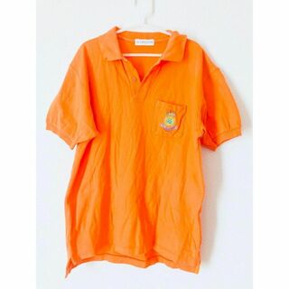 ■ポロシャツ　オレンジ 　ゴルフ　レジャー　秋　L(ポロシャツ)