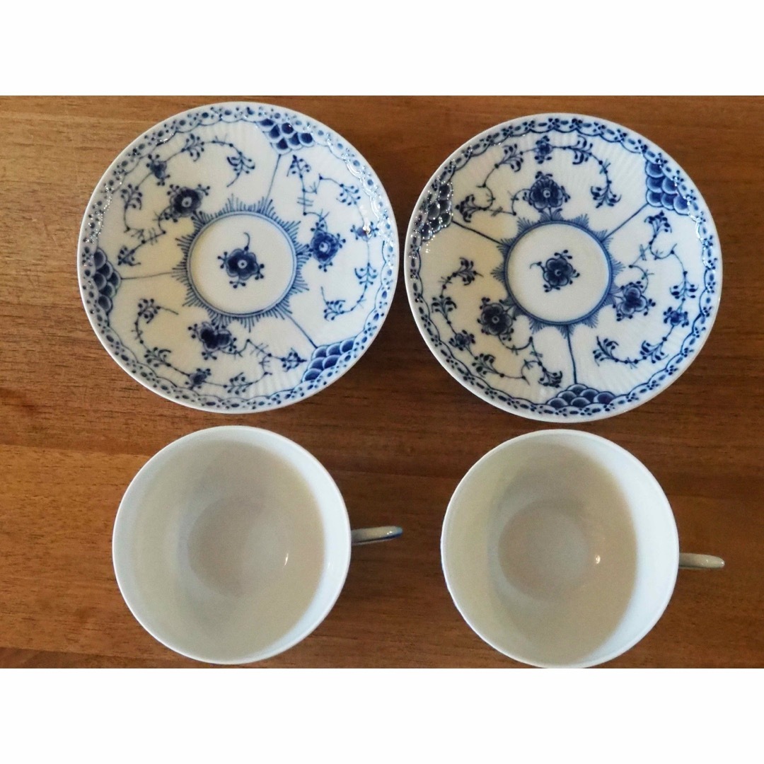 ROYAL COPENHAGEN(ロイヤルコペンハーゲン)のRoyal Copenhagen Blue  fluted C&S  Set 2 インテリア/住まい/日用品のキッチン/食器(食器)の商品写真