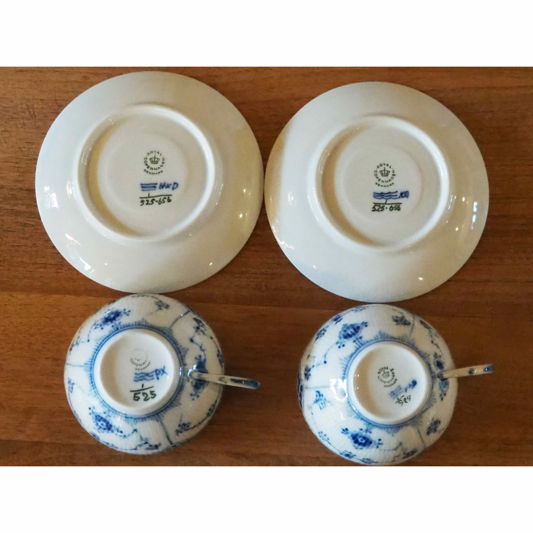 ROYAL COPENHAGEN(ロイヤルコペンハーゲン)のRoyal Copenhagen Blue  fluted C&S  Set 2 インテリア/住まい/日用品のキッチン/食器(食器)の商品写真