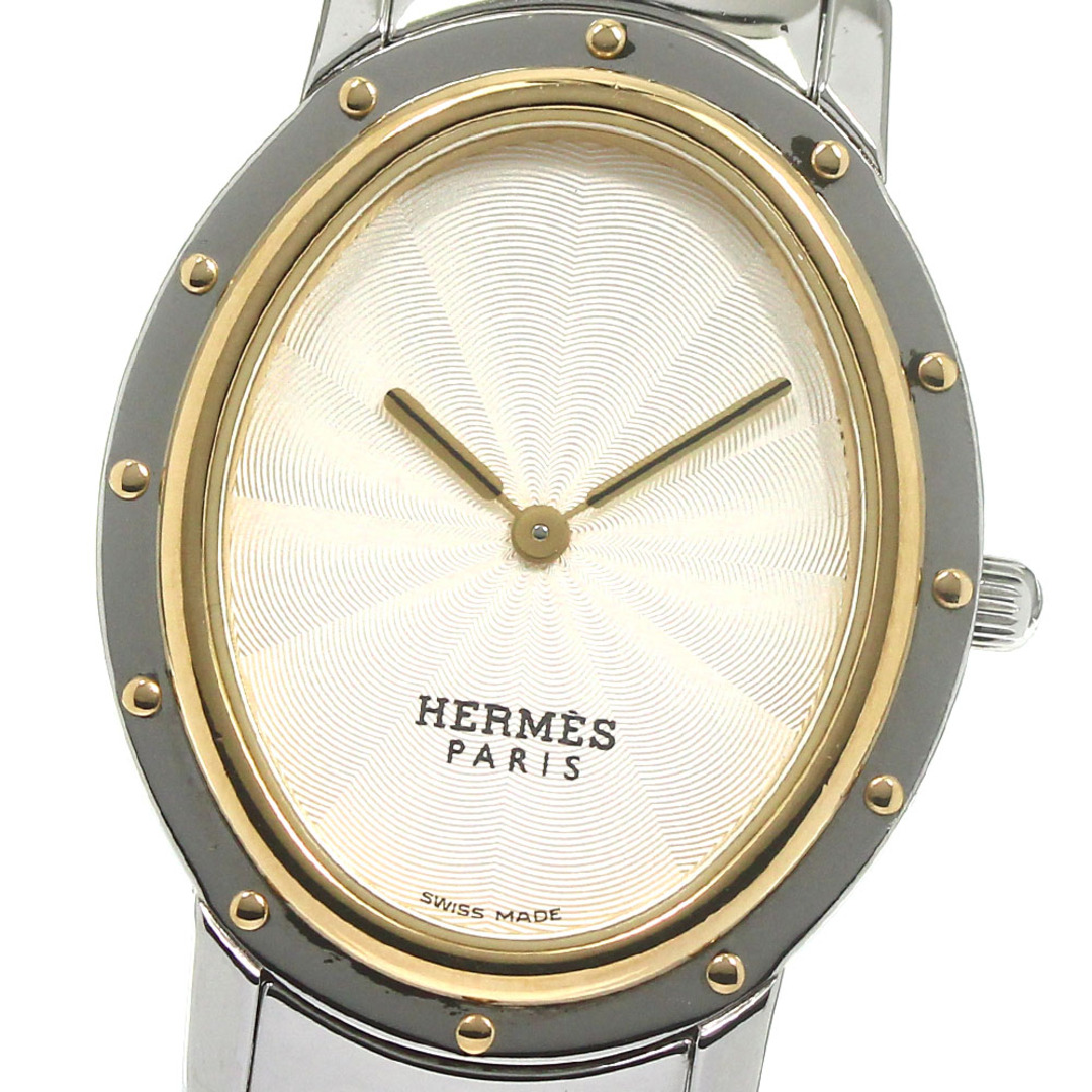 いくつかの薄い擦り傷針エルメス HERMES CO1.520 クリッパー オーバル クォーツ ボーイズ 保証書付き_782231