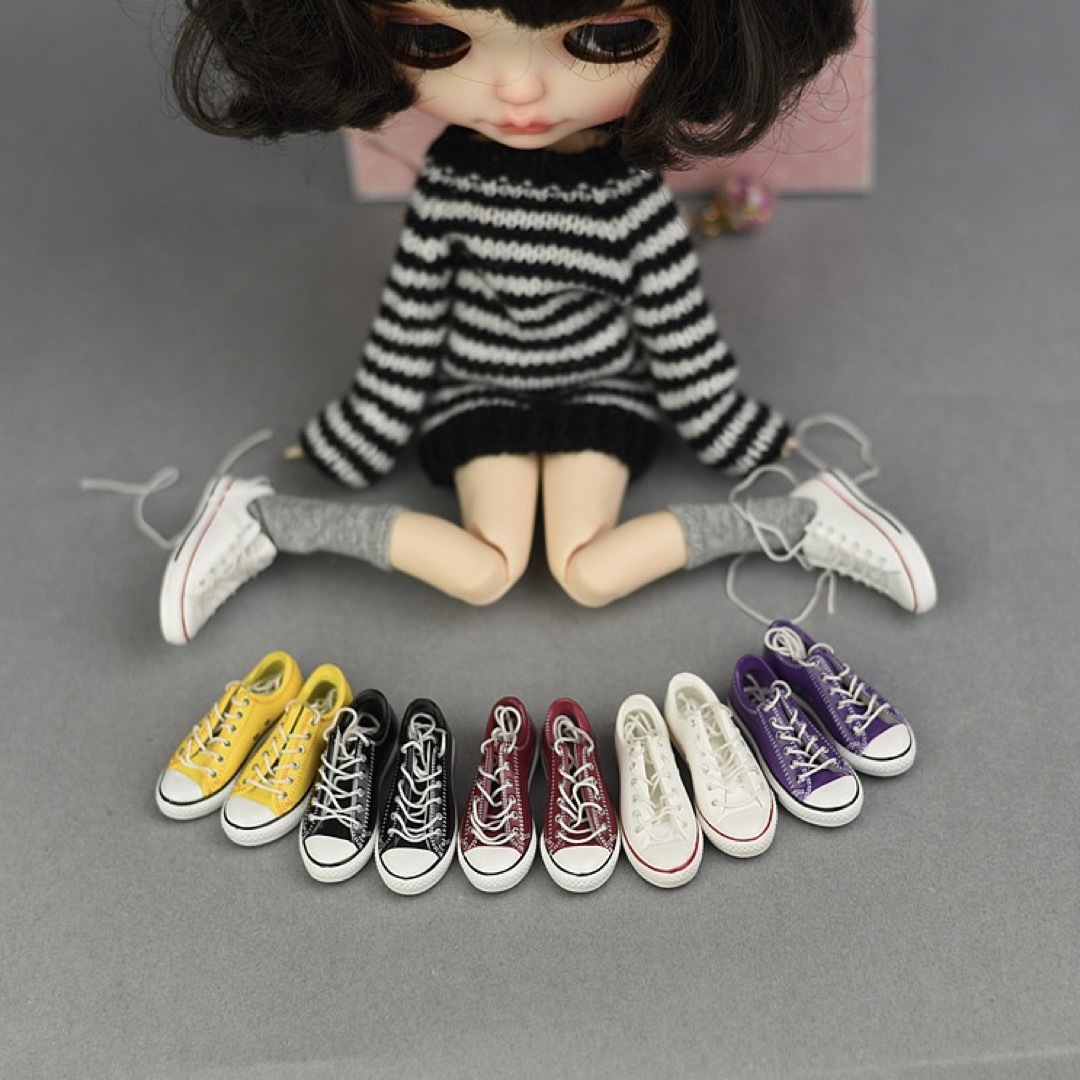 イエロー　ドール用　靴　ブライス　アイシードール　ミニチュア　スニーカー ハンドメイドのぬいぐるみ/人形(人形)の商品写真