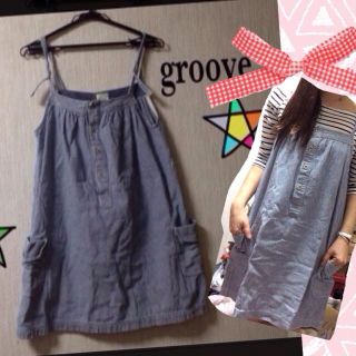 グローブ(grove)のgroveデニムジャンスカ❤️(ひざ丈ワンピース)