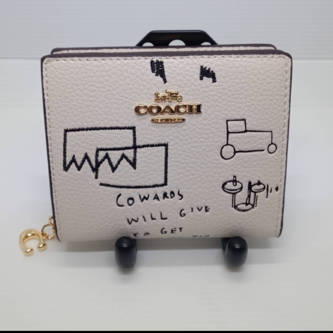 【新品】COACH コーチ 二つ折り財布 バスキアコラボ　　　　　　ホワイト