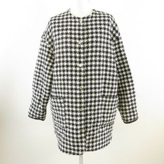 ザラ(ZARA)のザラ ZARA ノーカラーコート ハーフ丈 長袖 千鳥格子 黒 白 M (その他)