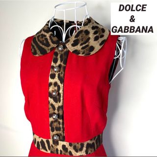 DOLCE&GABBANA ドルガバ ヘリンボーンツイードニット×レース ドレス