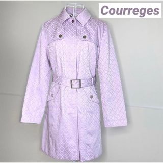 クレージュ(Courreges)の【美品】クレージュ 総柄 ジャケット コート ラベンダー ベルト ライナー M(トレンチコート)