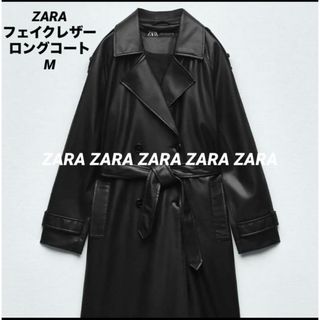 ZARA ザラ　ストライプ　ロングコート　M 黒　レディース