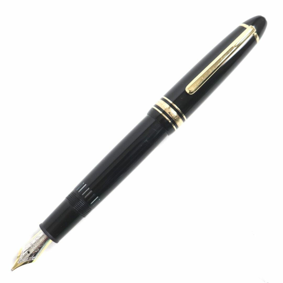 約14cmグリップ幅美品▼MONTBLANC モンブラン マイスターシュテュック 146 ホワイトスター ペン先18K 万年筆 ブラック×ゴールド Bニブ ドイツ製