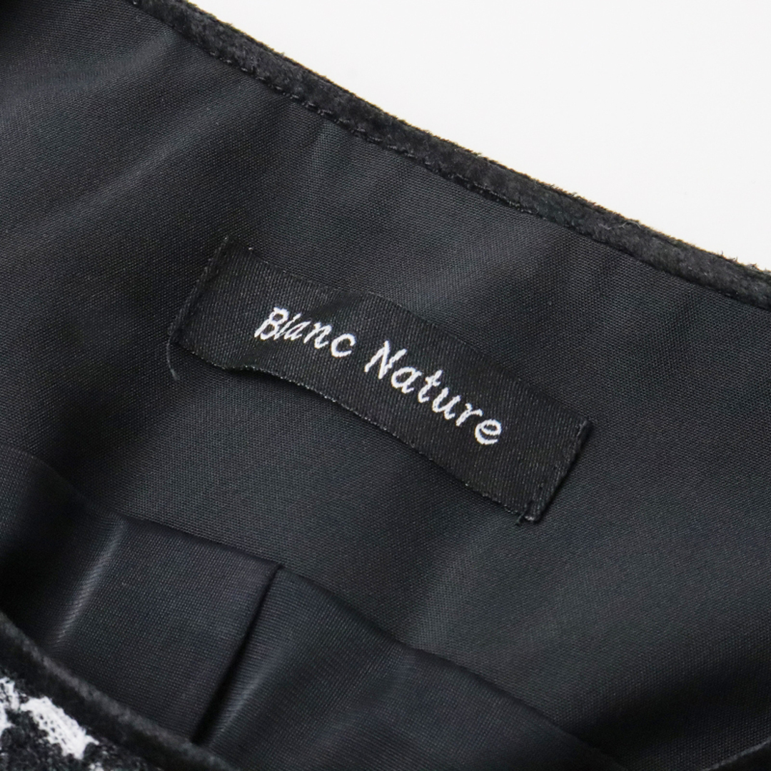美品 ブランナチュール Blanc Nature ノーカラー ロングジャケットコート FREE/ブラック ホワイト 黒白 羽織 ハオリ【2400013602549】 レディースのジャケット/アウター(その他)の商品写真