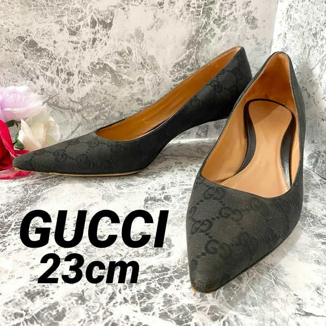 美品 GUCCI ハイヒール パンプス 37/23cm GG柄 ブラック | フリマアプリ ラクマ