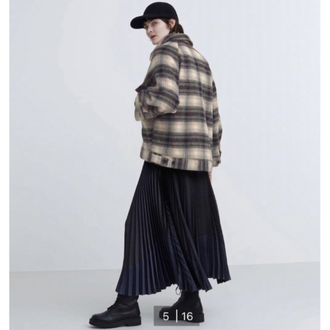 プリーツカラーブロックスカート black UNIQLO:C