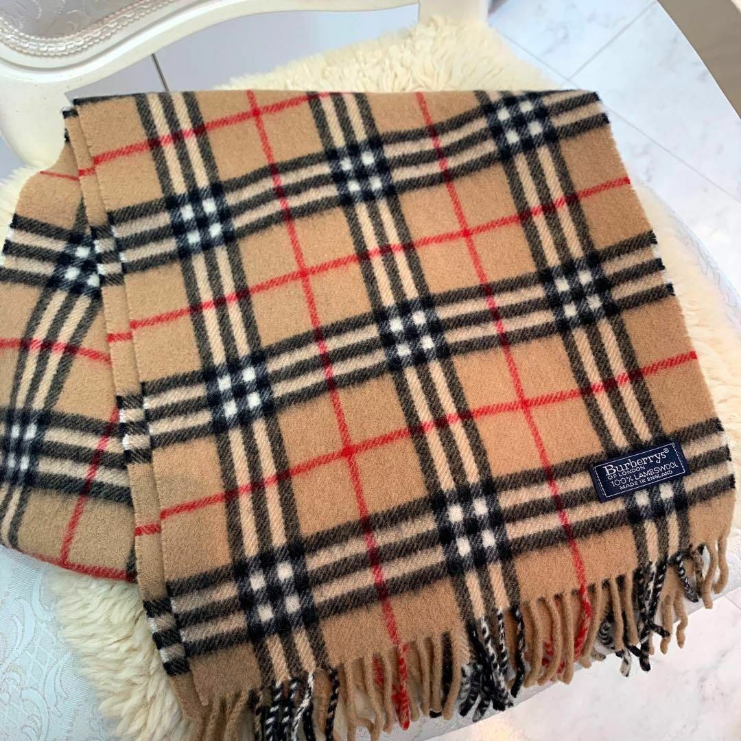 BURBERRY(バーバリー)の☆超美品☆Burberrys チェック柄マフラー ウール ベージュ レディースのファッション小物(マフラー/ショール)の商品写真