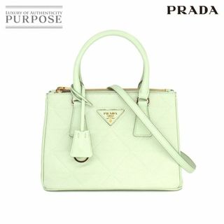 PRADA プラダ   ハンドバッグ 1BA274   CITY CALF カーフレザー BLUETTE ブルー系 ASSE グリーン  ショルダーバッグ トートバッグ  【本物保証】