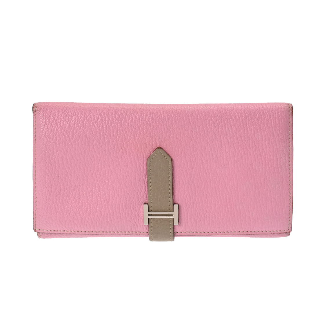 Hermes - エルメス ベアン バイカラー 三つ折り財布 ピンク/トゥル
