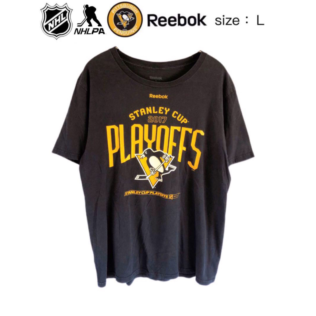 Reebok(リーボック)のNHL　ピッツバーグ・ペンギンズ　Tシャツ　L　黒　USA古着 メンズのトップス(Tシャツ/カットソー(半袖/袖なし))の商品写真