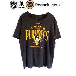 リーボック(Reebok)のNHL　ピッツバーグ・ペンギンズ　Tシャツ　L　黒　USA古着(Tシャツ/カットソー(半袖/袖なし))