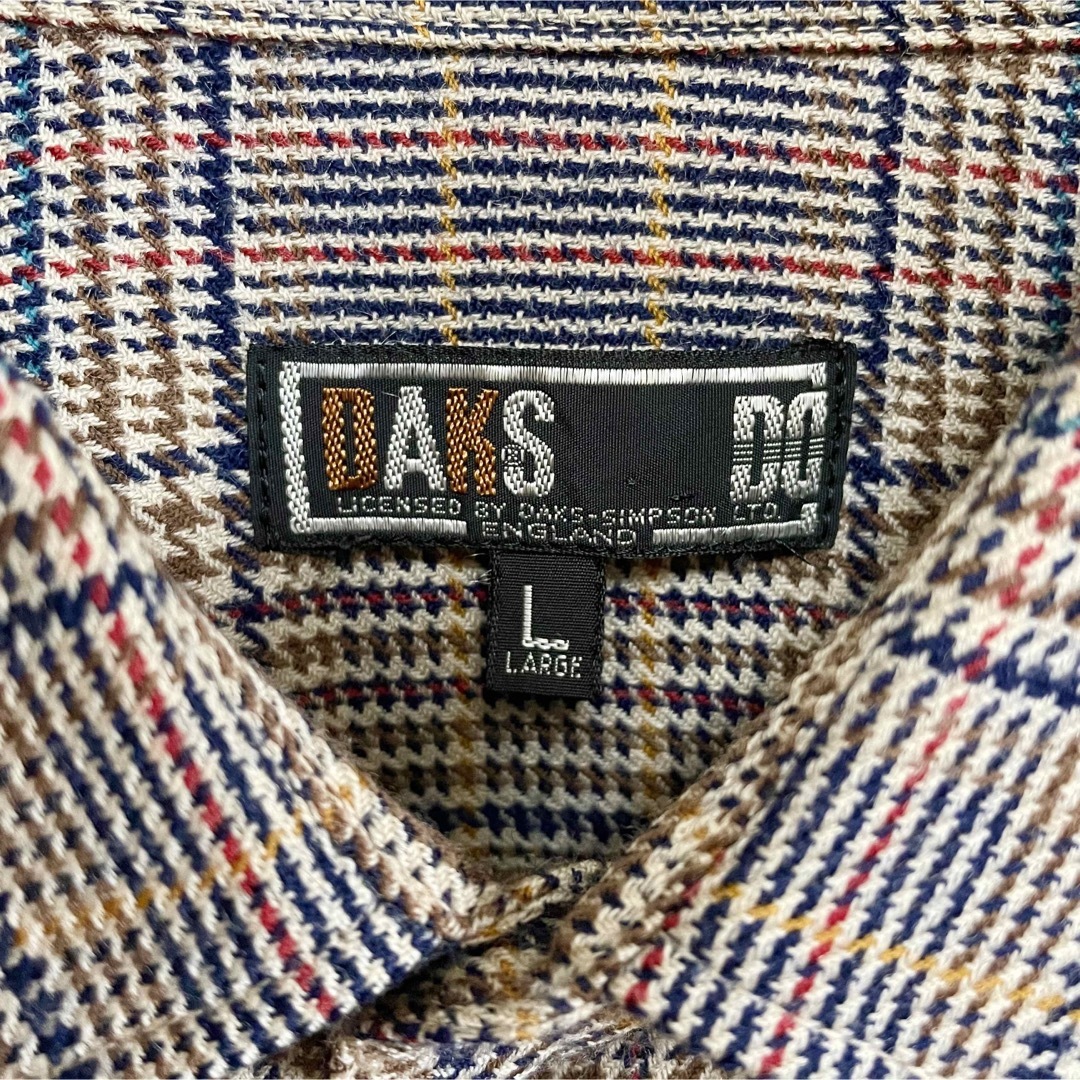 DAKS(ダックス)のDAKS ダックス ウール 100%  千鳥格子 チェック シャツ サイズL メンズのトップス(シャツ)の商品写真