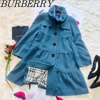 バーバリーブルーレーベル(BURBERRY BLUE LABEL)の【良品】BURBERRY BLUE LABEL ロングコート ライトブルー 36(ロングコート)