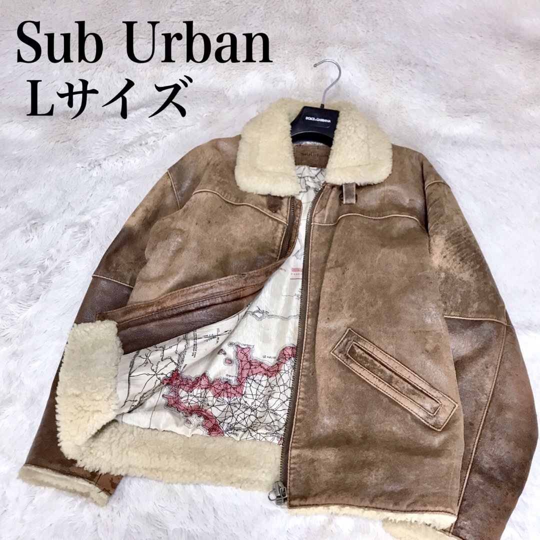 肩幅52Sub Urban フライトジャケット G-1 ボア襟 牛革 レザー L